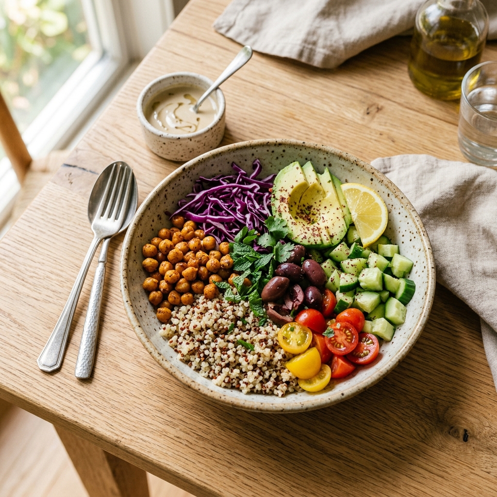 Healthy Fresh Mediterranean Bowl
